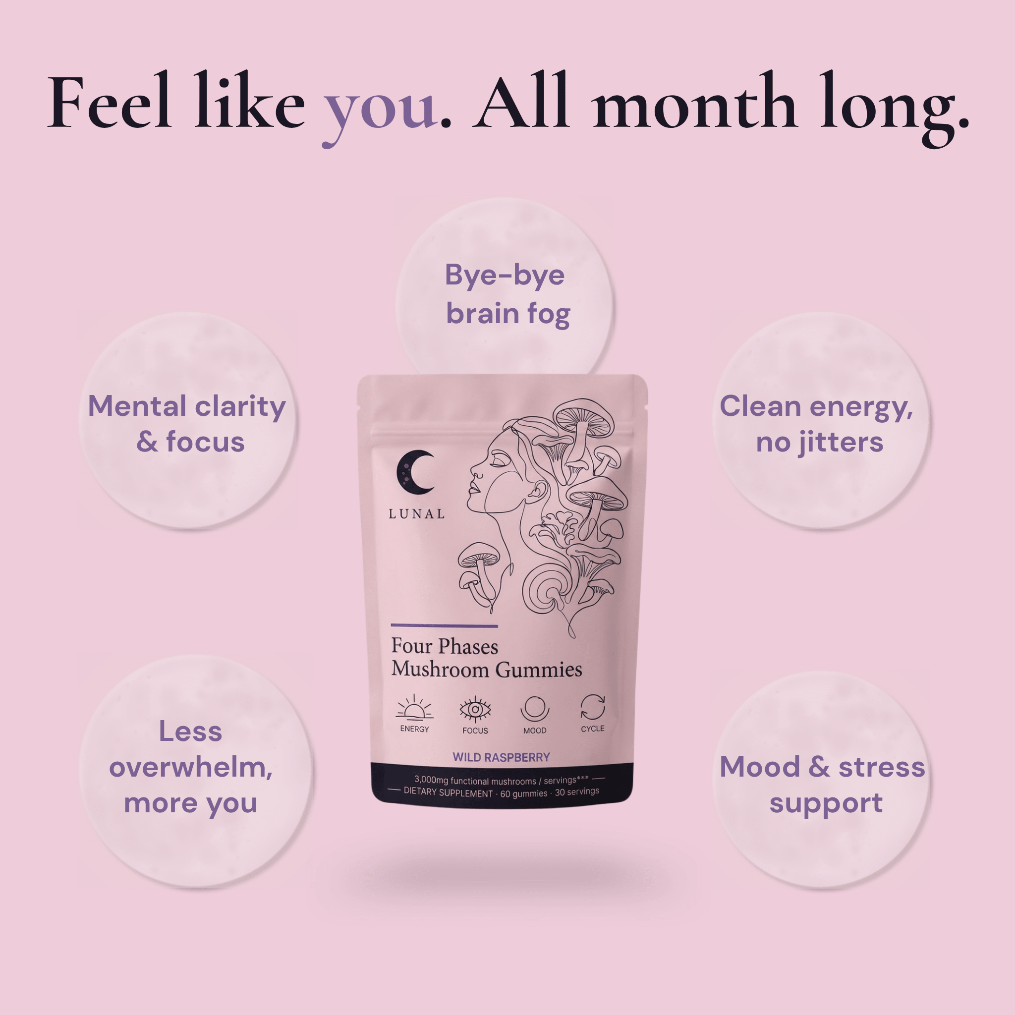 Four Phases Mushroom Gummies — Focus, Clarity & Steady Energy - Lunal